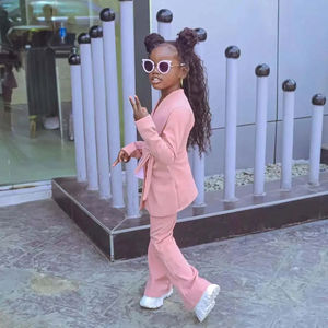 कस्टम कपड़े के लिए निर्माता कार्दिगयन कोट पैंट लड़कियों के कपड़े सेट अपने लोगो मुद्रित ठोस बच्चों के कपड़ों को तैयार करते हैं - Product Image 5