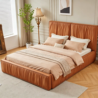 Cadre de lit plateforme rembourré en similicuir, taille King ou Queen, avec sommier à lattes en bois pour mobilier de chambre