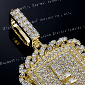 Liontin Moissanite VVS Fashion Kustom Perak S925 Emas Padat 9k 10k 14k 18k Berlapis Batu Baguette Gaya Hiphop - Product Image 2