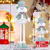 Figurines de Noël en peluche Père Noël à longues jambes et Bonhomme de neige vertes pour décoration de table, cheminée et jardin, pour la fête de Noël