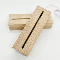 Ventes directes d'usine 5V câble USB chêne artisanat affichage rectangulaire RVB lampe en bois base lumière LED 3D veilleuse base