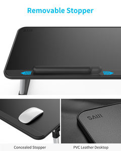 SAIJI hotsale basit deri yüzey dizüstü bilgisayar masası ayarlanabilir katlanabilir siyah yatak ev ofis için <span class=keywords><strong>lap</strong></span> masası çocuk çalışma masası - Product Image 5