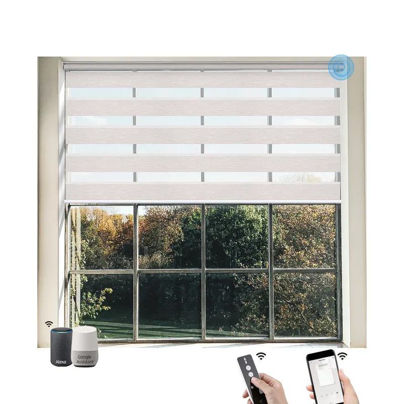 Home Decoration Pinhole Electric Best Sell Day And Night Smart Motorized Zebra Roller Blinds
