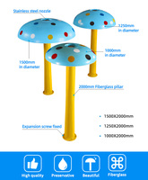 PIKES VT301 Champignons aquatiques colorés en PVC alimentés par courant continu 1250x2000MM pour douche extérieure pour enfants dans les parcs aquatiques et piscines