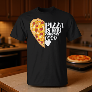 T-shirt « Pizza, ma nourriture de confort » pour les amateurs de pizza, design avec citation de meme - Product Image 3