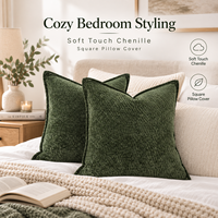 Housse de coussin en tissu chenille de qualité supérieure, forme carrée, fermeture éclair cachée, taie d'oreiller personnalisée