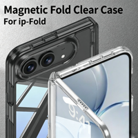 Étui de téléphone pliable transparent pour iPhone Duo 18 Fold avec béquille, coque de protection antichoc en PC pour téléphone portable
