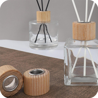 Vente en gros de flacons en verre vides pour diffuseur de parfum avec couvercle en bois et bâtonnets en rotin de remplacement pour diffuseur d'huiles essentielles DIY