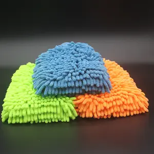 Mẫu Miễn Phí Chất Lượng Cao Siêu Dày Microfiber Chenille Xe Làm Sạch Rửa Mitt