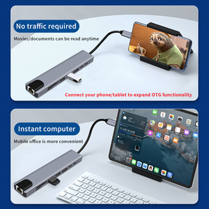 Hub USB-C Multiport 8 in 1 Konverter 4K Ethernet Pembaca Kartu Pengisian Cepat PD Port USB Tipe C untuk Laptop - Product Image 5