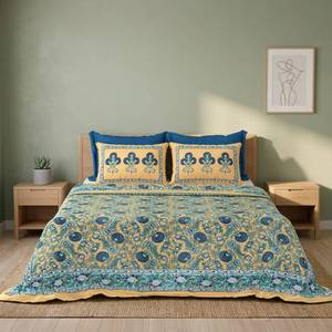 Ensemble de housse de couette en coton imprimé à l'écran, style Asie du Sud-Est, fabrication indienne, imprimé floral, avec 2 taies d'oreiller - Product Image 6