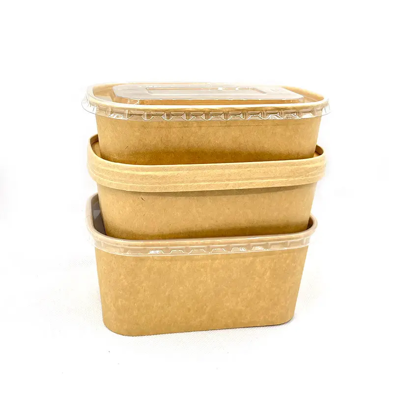 Boîte à lunch jetable en papier kraft brun personnalisé de qualité alimentaire biodégradable et écologique pour les fêtes et les repas