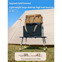Table rectangulaire pliable en aluminium noir ultra-légère tactique, empilable, portable, pour camping et pêche en extérieur – Meilleure vente
