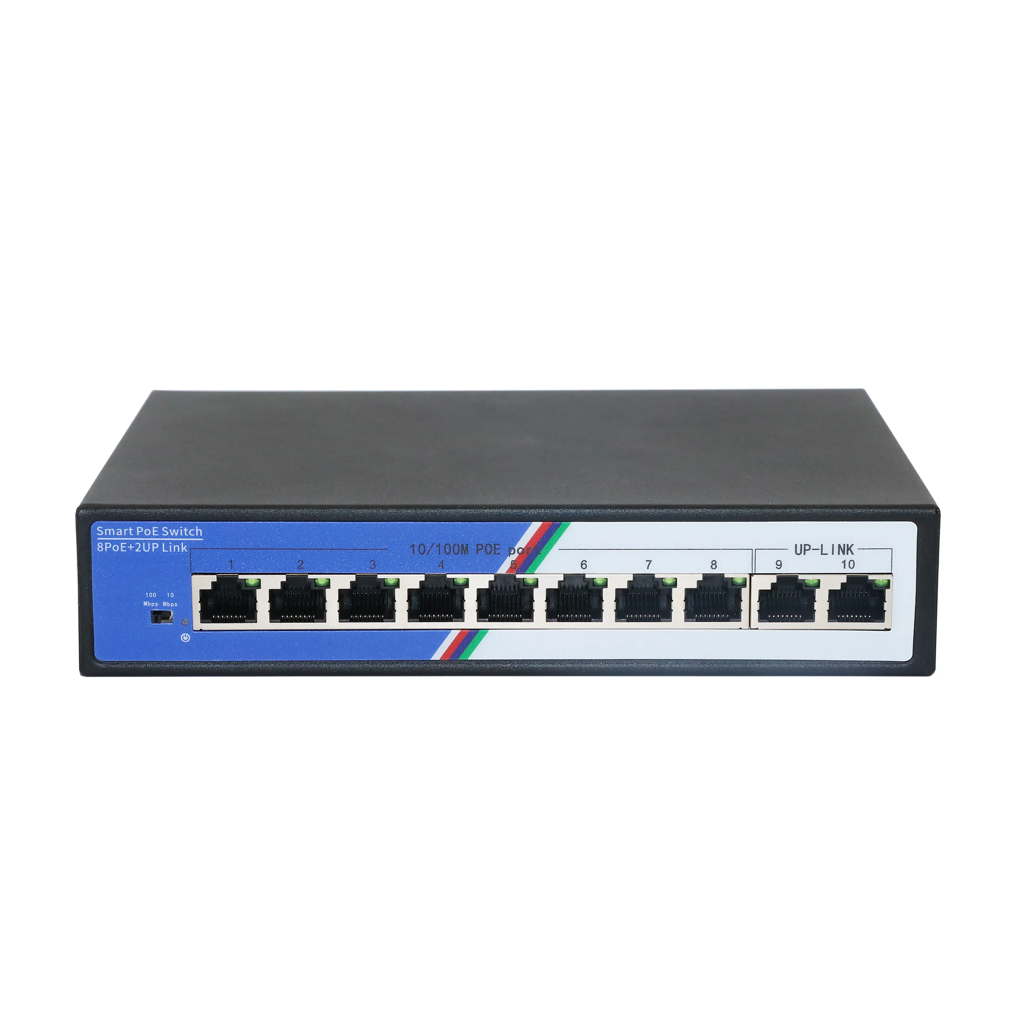 สวิตช์8พอร์ต Rj45 POE 8พอร์ตสวิตช์กิกะบิตอีเธอร์เน็ตกิกะบิตสีดำ