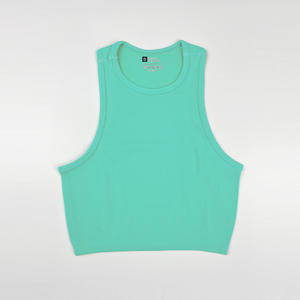 Logotipo personalizado 100% algodón entrenamiento algodón Spandex verano transpirable camisetas sin mangas en blanco Fitness Stringer mujer camiseta sin mangas acanalada - Product Image 5