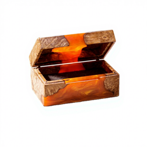 Boîte à alliances de luxe en époxy et bois. Porte-bague de fiançailles mignon en résine. Étui à bagues compact et personnalisé pour cadeau - Product Image 1