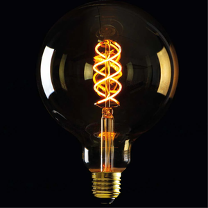 <span class=keywords><strong>Ampoule</strong></span> LED spirale vintage style Edison, lampe à <span class=keywords><strong>filament</strong></span> <span class=keywords><strong>ancienne</strong></span> 5W E27 Globe G125 ambre, <span class=keywords><strong>ampoule</strong></span> à intensité variable - Product Image 1