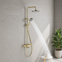 Robinet de douche électrique mural monotrou de luxe moderne en laiton et alliage de zinc finition or brossé chaud/froid céramique pour hôtel