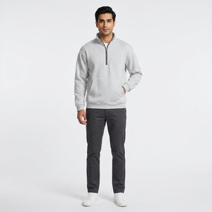 Sweat à capuche confortable pour hommes, tenue décontractée respirante pour l'hiver avec col crocheté à double couche et motif solide - Product Image 1