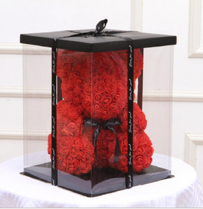 Customized Valentines Day Gift 40CM Wedding Festival Decoration Home Box Preserved Rose Bear Artificial Flowers For Gift