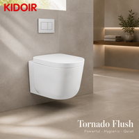 WC mural compact en céramique avec abattant à fermeture douce, facile à nettoyer, sans rebord, réservoir encastré – Fournisseur OEM ODM d'articles sanitaires