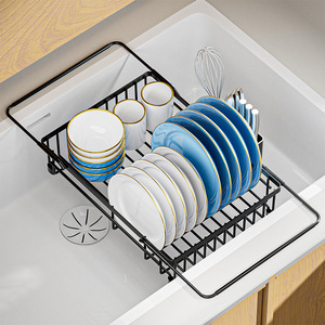 Extendable Sink Dish Rack Large Capacity Draining Rack For <b>Kitchen</b> Plates Bowls Cups <b>Storage</b> - Product Image 1
