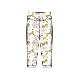 P0931 Venta caliente personalizada Boutique al por mayor patrón de béisbol azul estampado otoño trajes para mujeres adultas pantalones largos de Yoga y pantalones - Product Image 6