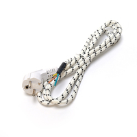 Cordon d'alimentation et rallonge électrique standard VDE à 3 broches, cordon d'alimentation CA tressé en coton pour fer à vapeur, câble d'alimentation