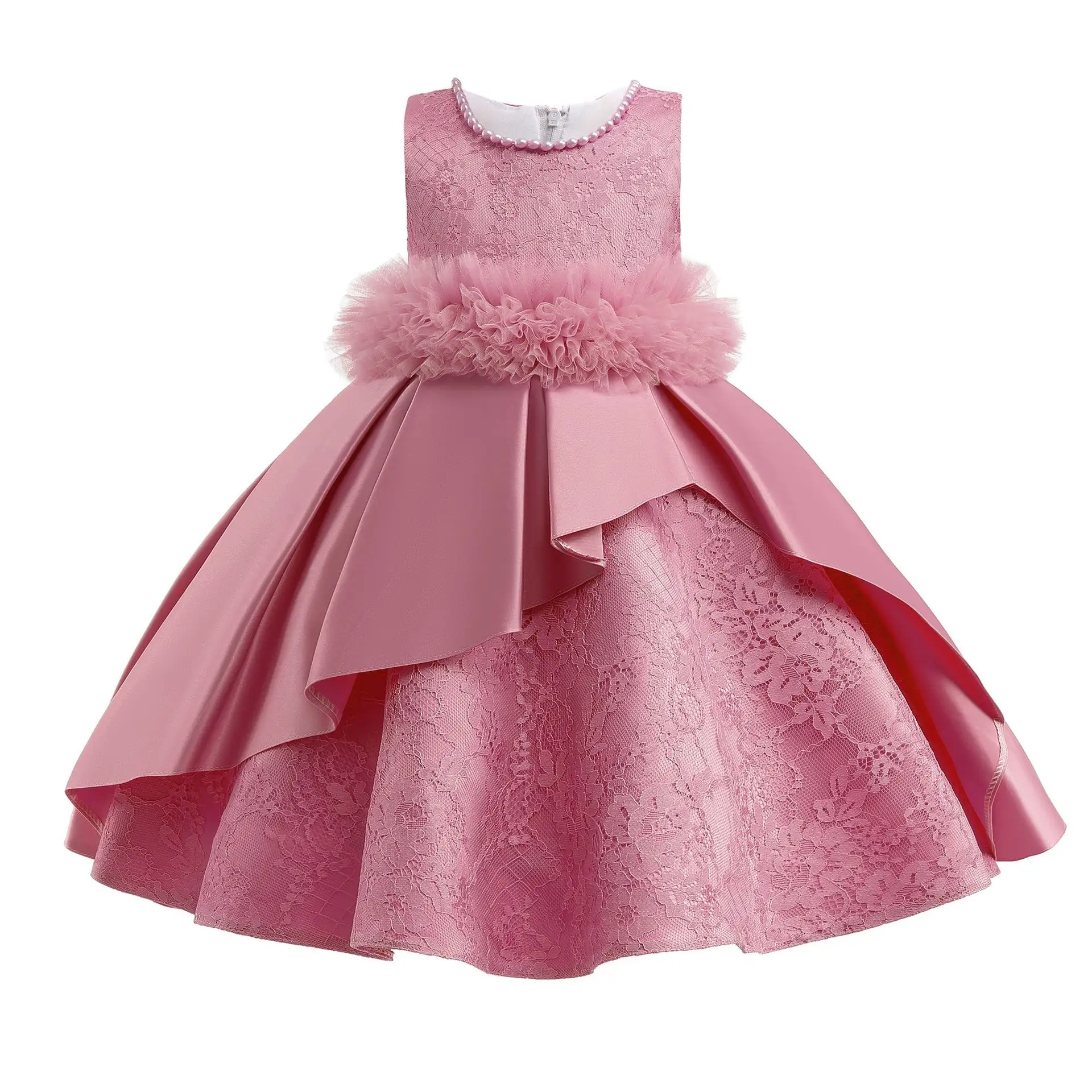 Girls clothing Holiday party Evening Ball evening gown Birthday party Princess dress sleeveless lace dress