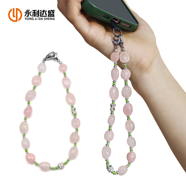 Gem Stones Beaded Phone Charm Cell Phone Lanyard Wrist Strap Handmade Natural Gemstone Phone Chain String