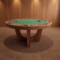 Table de poker Texas pour 8 joueurs, robuste, moderne et luxueuse, avec pieds en chêne massif, design standard de casino en mélamine, pour bar ou lounge.