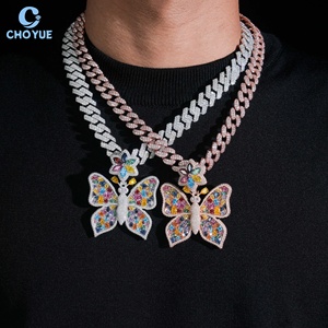 Pendentif Papillon Vintage CHOYUE en Moissanite Colorée, Argent 925 Plaqué Or Rose, 63x51mm, Certifié GRA, Luxe pour Femme, Idéal Soirée - Product Image 5