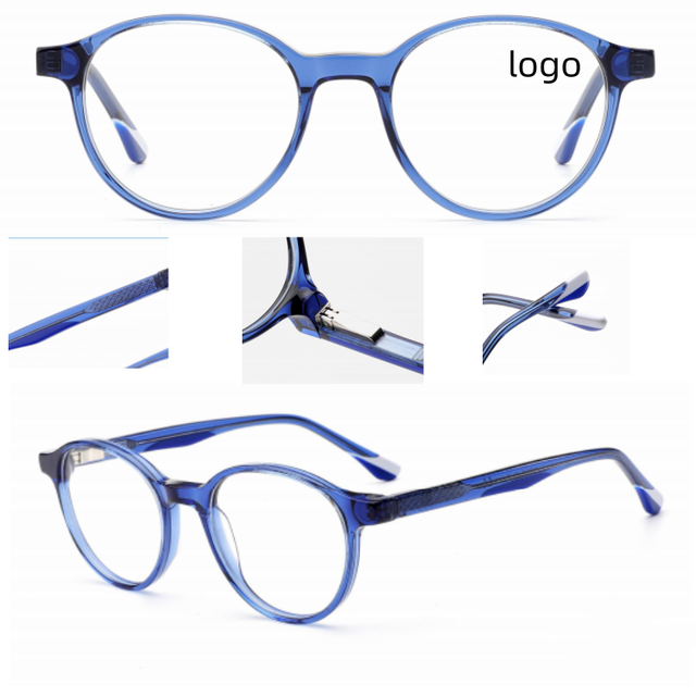 QSKY 2526 Custom Logo OEM ODM Optical Spectacles Acetate Round Shaped Luxury Handmade Eyeglasses