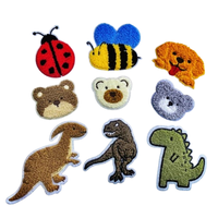 Patch brodé en chenille personnalisé Chien Dinosaure, motif animal mignon, thermocollant pour chapeau, design bébé fraise
