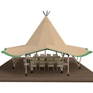 Fábrica 8M 10M Tienda India 1680D Oxford Impermeable Acero Pirámide Prefab Tipi <span class=keywords><strong>Casa</strong></span> para hoteles o parques Estructura de acero - Product Image 1