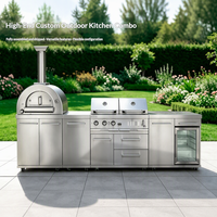 Îlot de cuisine extérieur modulaire en acier inoxydable, barbecue moderne et écologique, grande station de grillade, armoire de cuisson