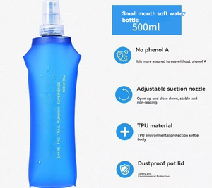 Luxe Offre Spéciale TPU Outdoor Sport 250ml Flacon de course Flacon souple avec filtre Bouteille d'<span class=keywords><strong>eau</strong></span> - Product Image 2