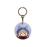 LinWang Custom Double Sided Cartoon Animal Embroidery Alloy Keychain with Electronic Key Finder for Bags & Key Rings