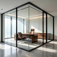 Cloison de séparation de bureau en verre à structure en acier et aluminium robuste, haute stabilité, insonorisée, pour salle de réunion
