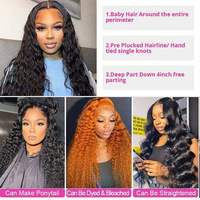 Perruque Lace Front Invisible Sans Colle Cheveux Humains Brésiliens Vierges 100% Naturels Dentelle HD Bouclés Bruts Dentelle Transparente