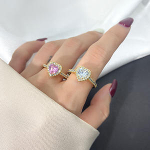 Cincin Perak Murni 925 FOXI Produsen Perhiasan Berkualitas Tinggi Cincin Batu Zirkon 5A Cincin Hati Abadi Pertunangan Janji untuk Wanita - Product Image 5