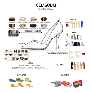 Zapatos de tacón alto de lujo elegantes de piel de ciervo OEM personalizados con punta metálica, lentejuelas, sin plataforma, para mujer, con soporte de arco, transpirables, para fiesta de verano - Product Image 4