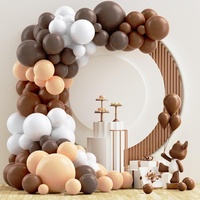 Kit de guirlande d'arche de ballons bruns 124 pièces, ballons neutres blancs, café, brun, décorations pour fête de naissance ou anniversaire