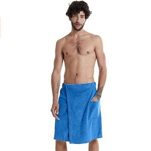 Serviette de bain en polaire corail unie pour homme avec poche et fermeture Velcro pour salle de bain, douche et plage - Product Image 5