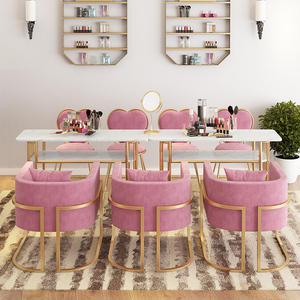 Mesa de Manicura de Mármol de Estilo Moderno y Económico para Salón de Belleza, Silla de Metal para Salón de Peluquería con Ventilador, Mesas de Uñas - Product Image 3