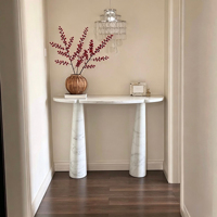 Table console moderne personnalisable en marbre de Carrare, style minimaliste, pour entrée de villa de luxe, salon, meubles de style panneau de bois
