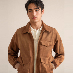 Áo khoác varsity nam da lộn phong cách retro Anh quốc, chống gió, chất liệu nhung, kiểu dáng đường phố, khóa kéo, chất liệu spandex, mùa xuân - Product Image 6