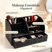 Organisateur de bureau multifonctionnel en cuir PU, boîte de rangement pour fournitures de bureau avec séparateurs et tiroir, accessoires de bureau