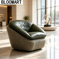 Fauteuil lounge pivotant moderne de luxe, mobilier de salon, couleur personnalisée, en cuir, fauteuil coquille rond, canapé d'appoint, pour hôtel