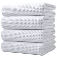 Serviette de bain en microfibre 430 GSM, grande taille, séchage rapide, sans peluches, pour hôtel, 60 x 30 pouces, lot de 4 (tissage gaufré)